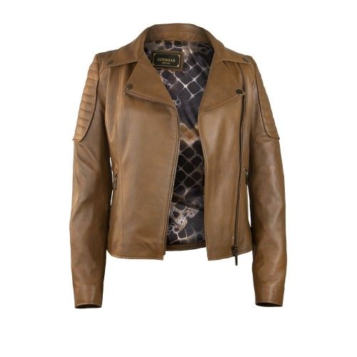 Biker-style leather jacket with padded shoulders for women Zerimar - 4