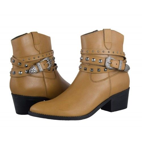 Leather ankle boots with wide heels and studs Zerimar - 1