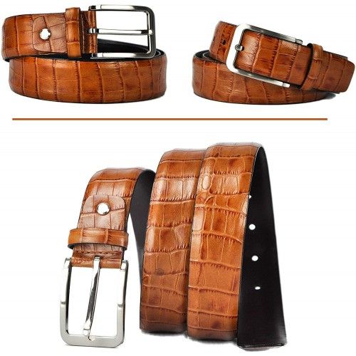 Engraved Leather Belt in Elegant Style with 1,37 in wide Zerimar - 12