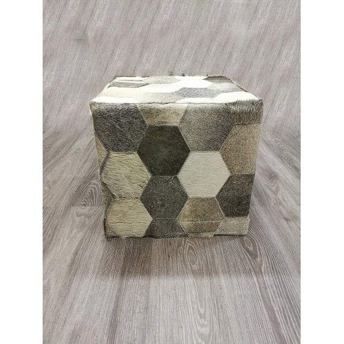Cowhide Stool, 17x17x17 in, Entrance Stools, Foot Stools 6 Zerimar - 1