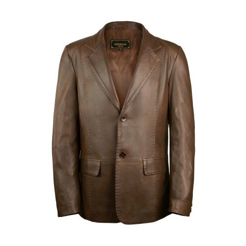 Leather blazer with elegant style finishes Zerimar - 1