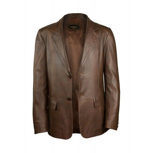 Leather blazer with elegant style finishes Zerimar - 2