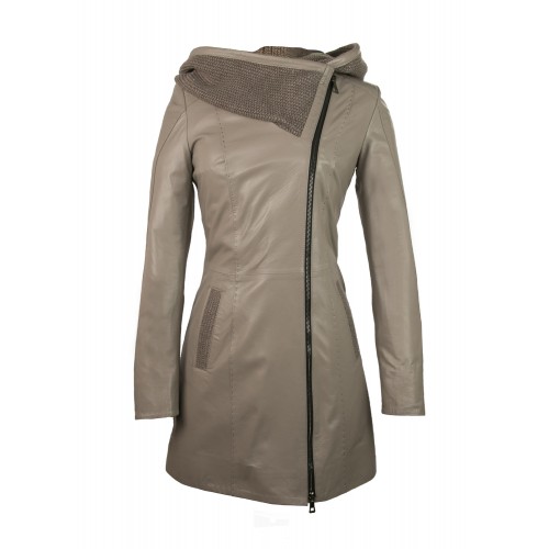 Leather jacket with fabric hood and zip closure Zerimar - 14