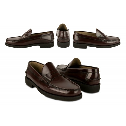 Burgundy natural leather loafers with PLUS size mask Zerimar - 1