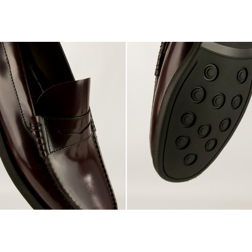 Burgundy natural leather loafers with PLUS size mask Zerimar - 1