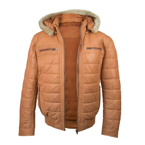 Leather anorak jacket with hood and zip closure Zerimar - 1