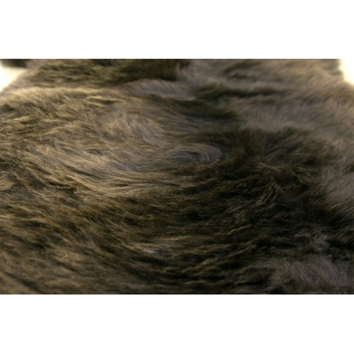 Natural lambskin rug 39,4x27,6 in dark brown and white Zerimar - 1
