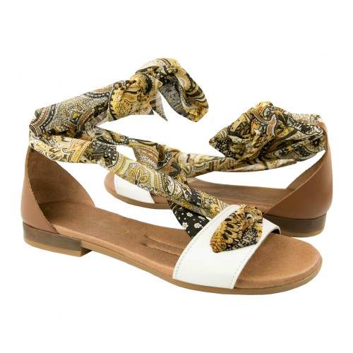 Flat leather sandals with bow model GOA Zerimar - 5