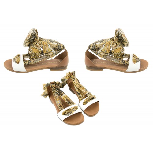 Flat leather sandals with bow model GOA Zerimar - 6