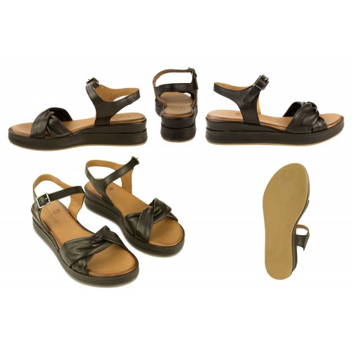 Leather sandals with...