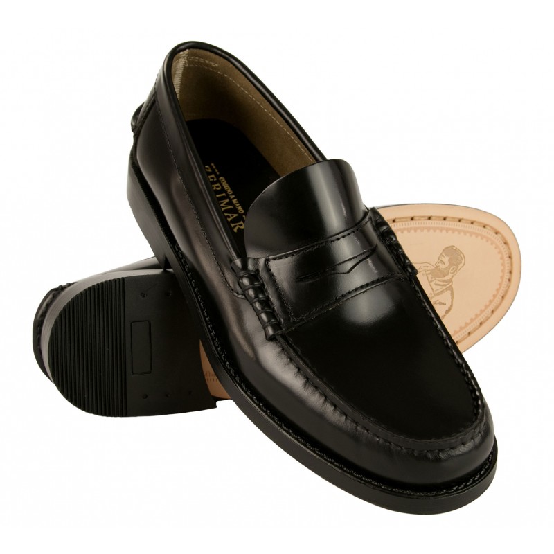 Black natural leather loafers with mask Zerimar - 3