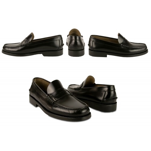 Black natural leather loafers with mask Zerimar - 3