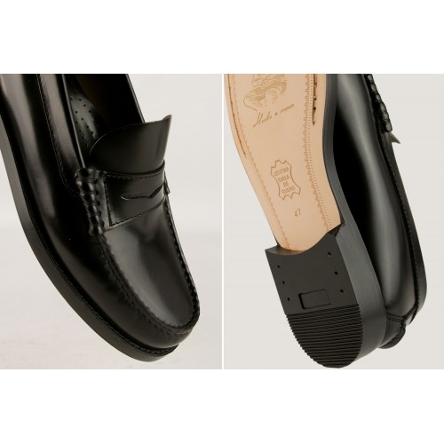 Black natural leather loafers with mask Zerimar - 3