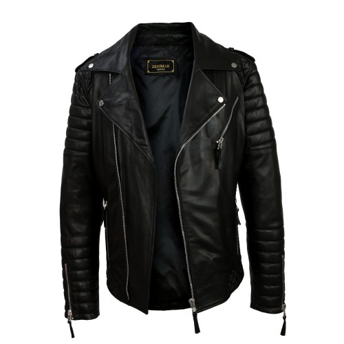 Heavy leather jacket with...